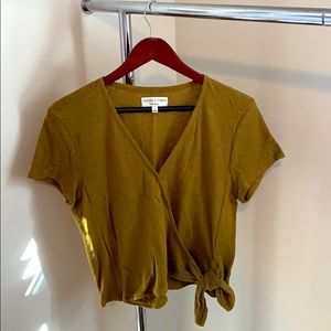 Green knit “tie top” from Madewell